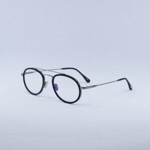 Tom Ford FT5676-B 002 Eyeglasses Black 50mm Round Frame, Blue Light Block